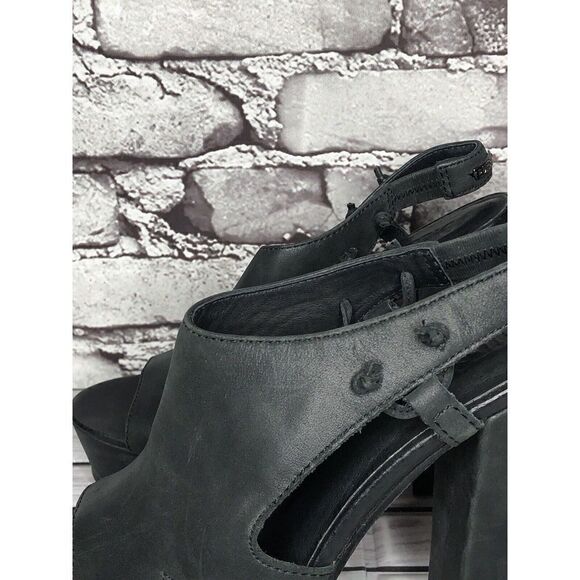 Diesel Kaboom Tulley Black Leather High Heel Platform Nubuck Sandals Women Sz 38 - Picture 11 of 16